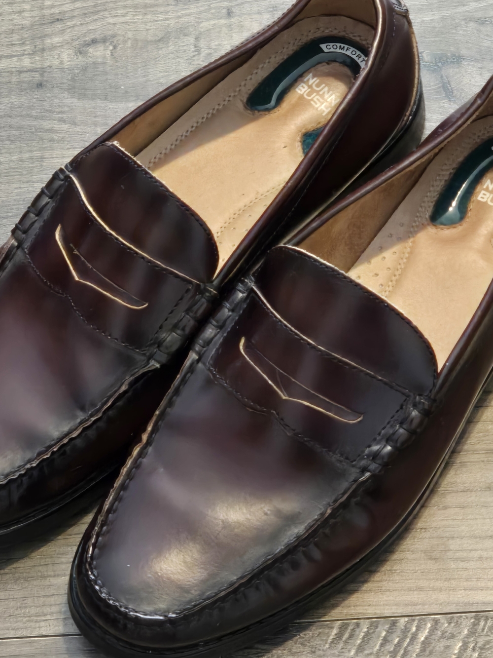Nunn Bush Lincoln Men's Penny Loafers Burgundy Leather Dress Shoes Size 13 M